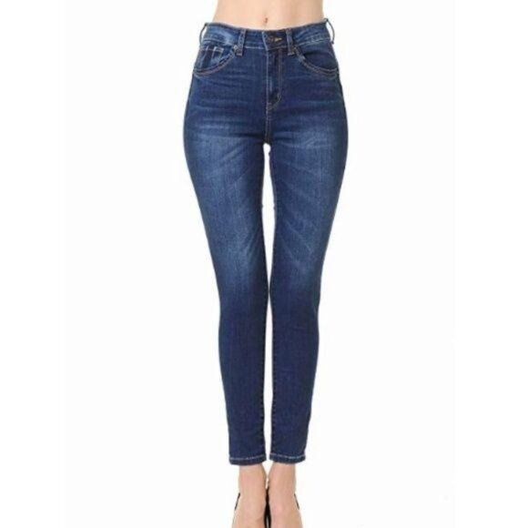 Wax High Waist Dark Denim Push-Up Stretch Skinny Jeans - Picture 1 of 3